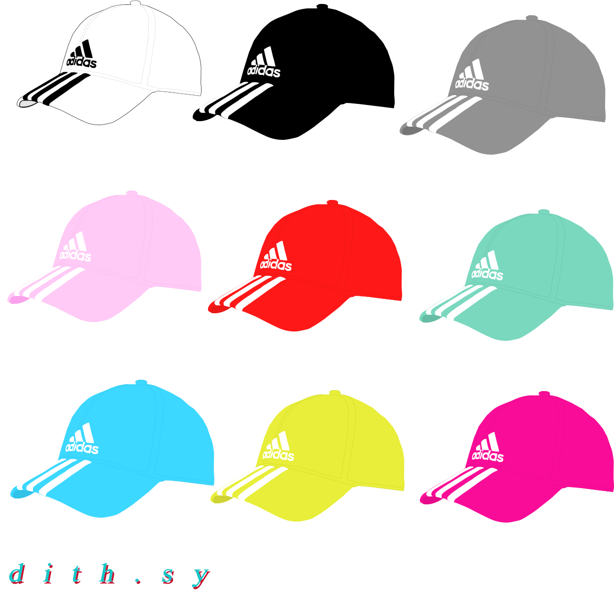 Adidas Caps Color Variety PNG image