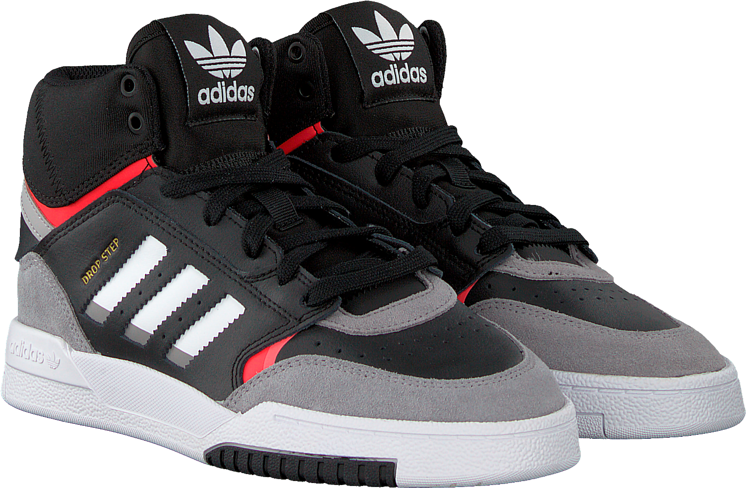 Adidas High Top Sneakers Black Red Accents PNG image