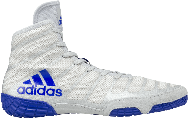 Adidas High Top Wrestling Shoe White Blue PNG image