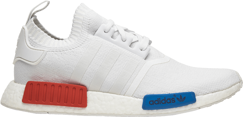 Adidas N M D R1 White Blue Red PNG image