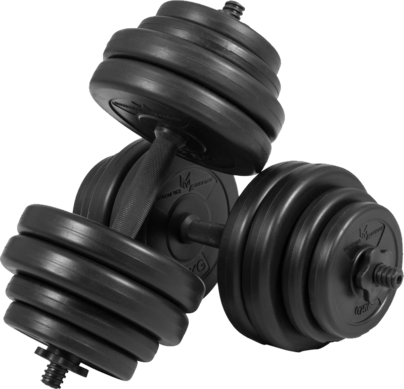 Adjustable Black Dumbbells Fitness Equipment PNG image