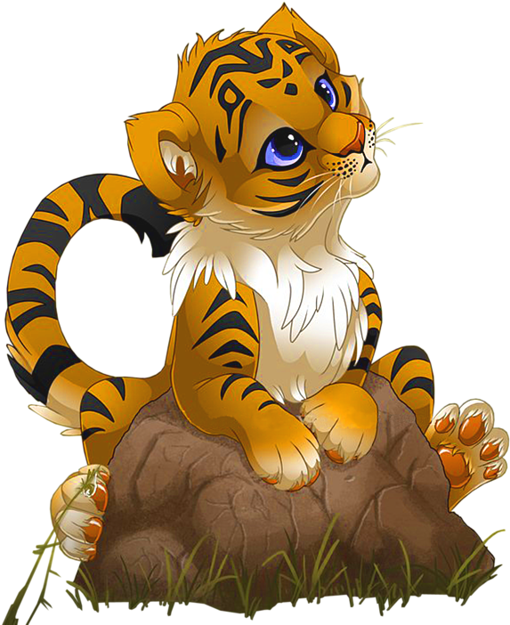 Adorable Anime Style Tiger Cub PNG image