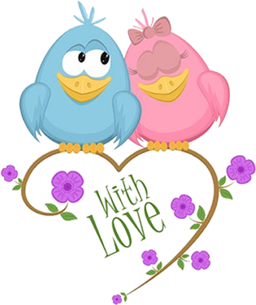 Adorable Cartoon Love Birds PNG image