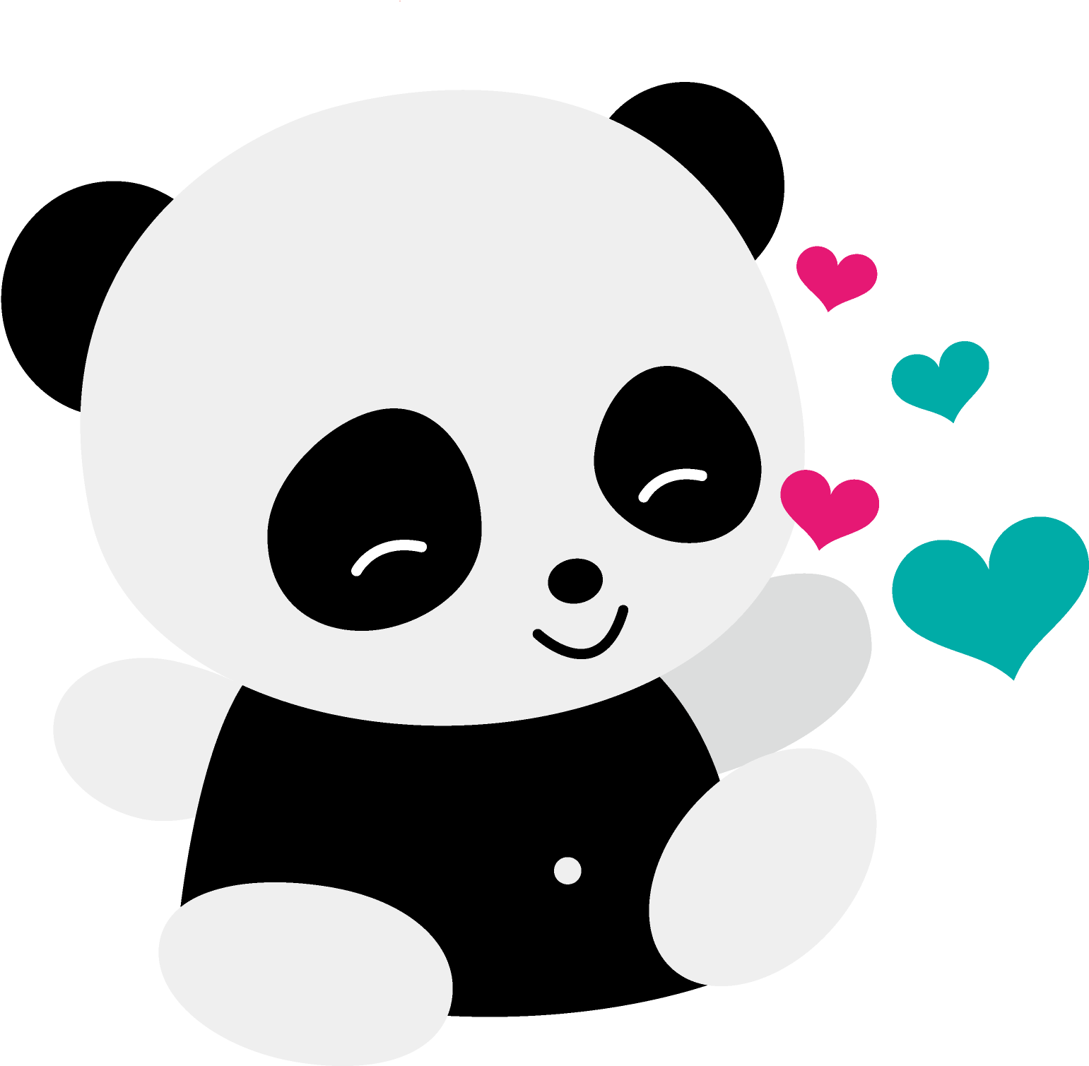 Adorable Cartoon Panda Love Hearts PNG image
