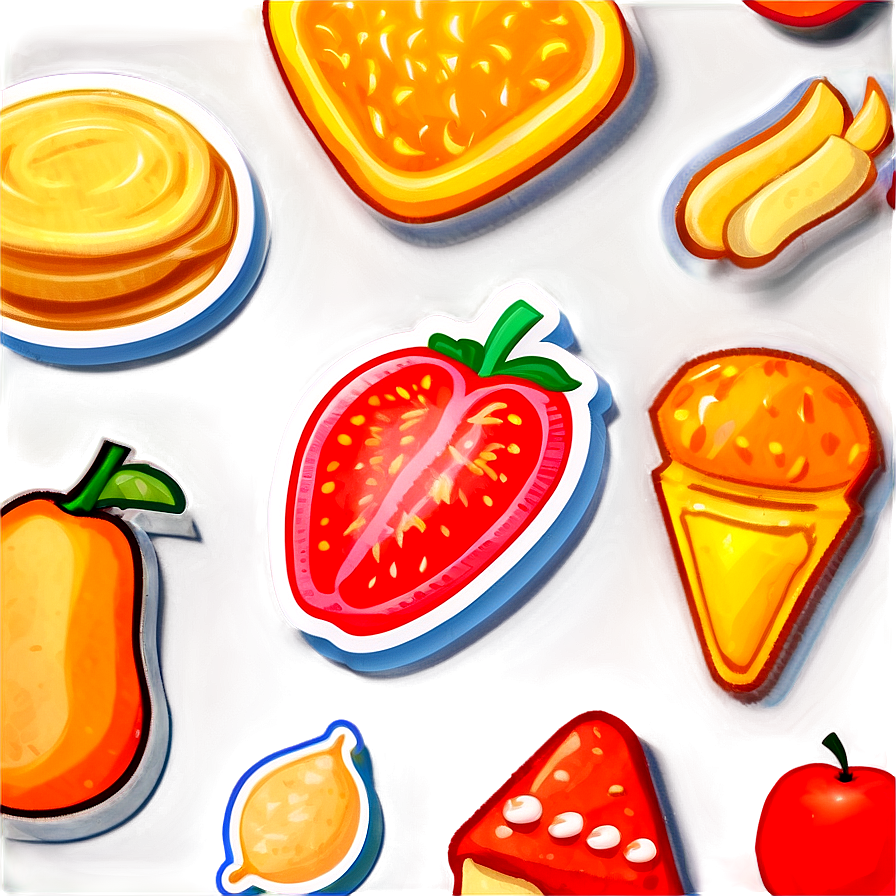 Adorable Food Stickers Png 06252024 PNG image