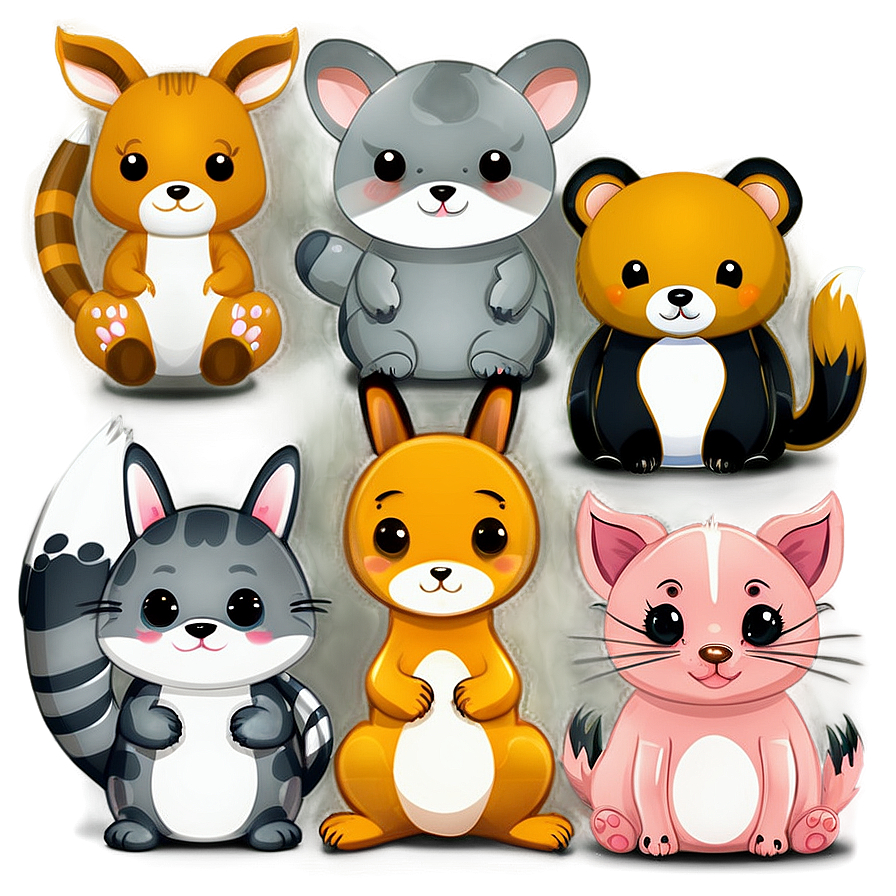 Adorable Kawaii Animals Png Njw51 PNG image