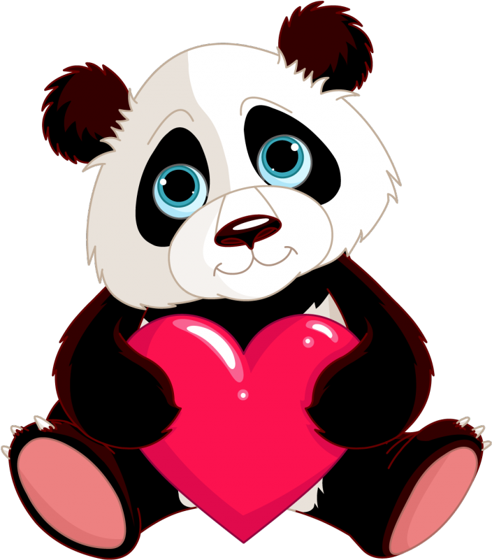 Adorable Panda Holding Heart PNG image