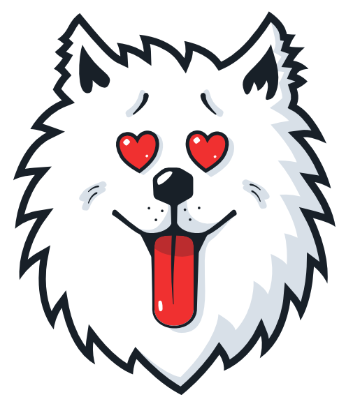 Adorable Samoyed With Heart Eyes Emoji PNG image