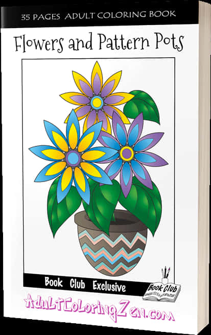 Adult Coloring Book Flowers Pattern Pots PNG image