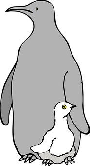 Adultand Chick Penguin Illustration PNG image