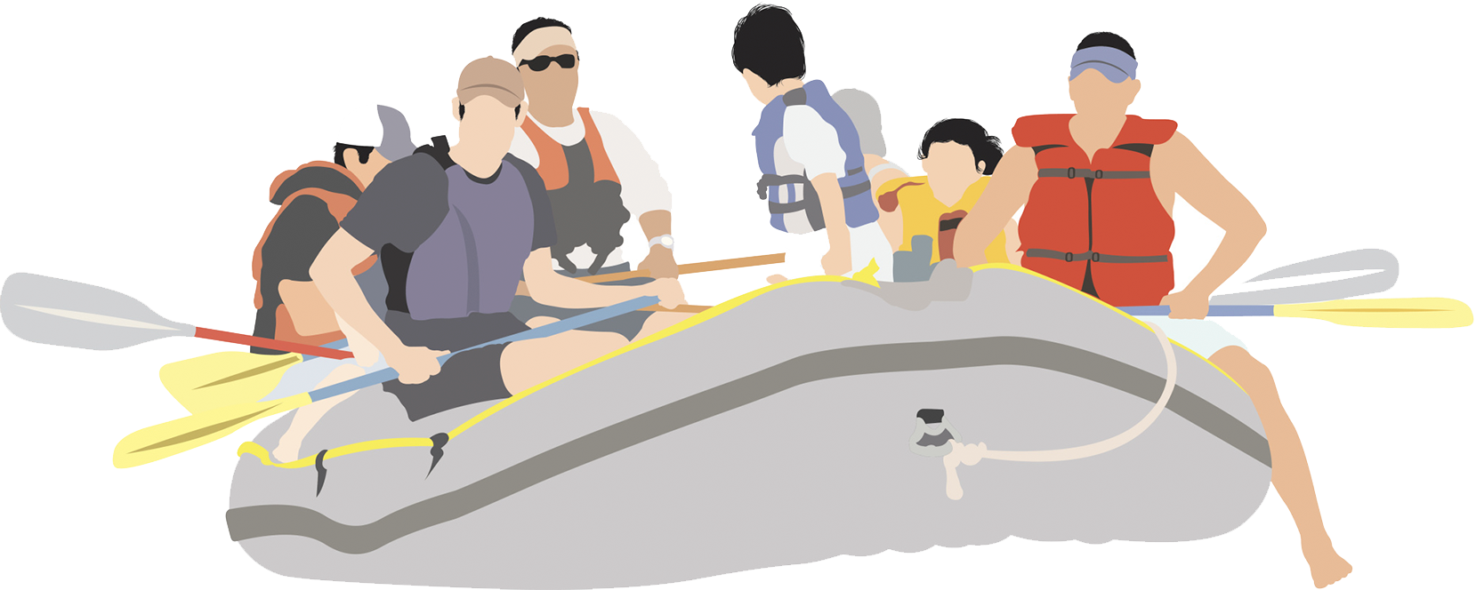 Adventure Rafting Team Illustration PNG image