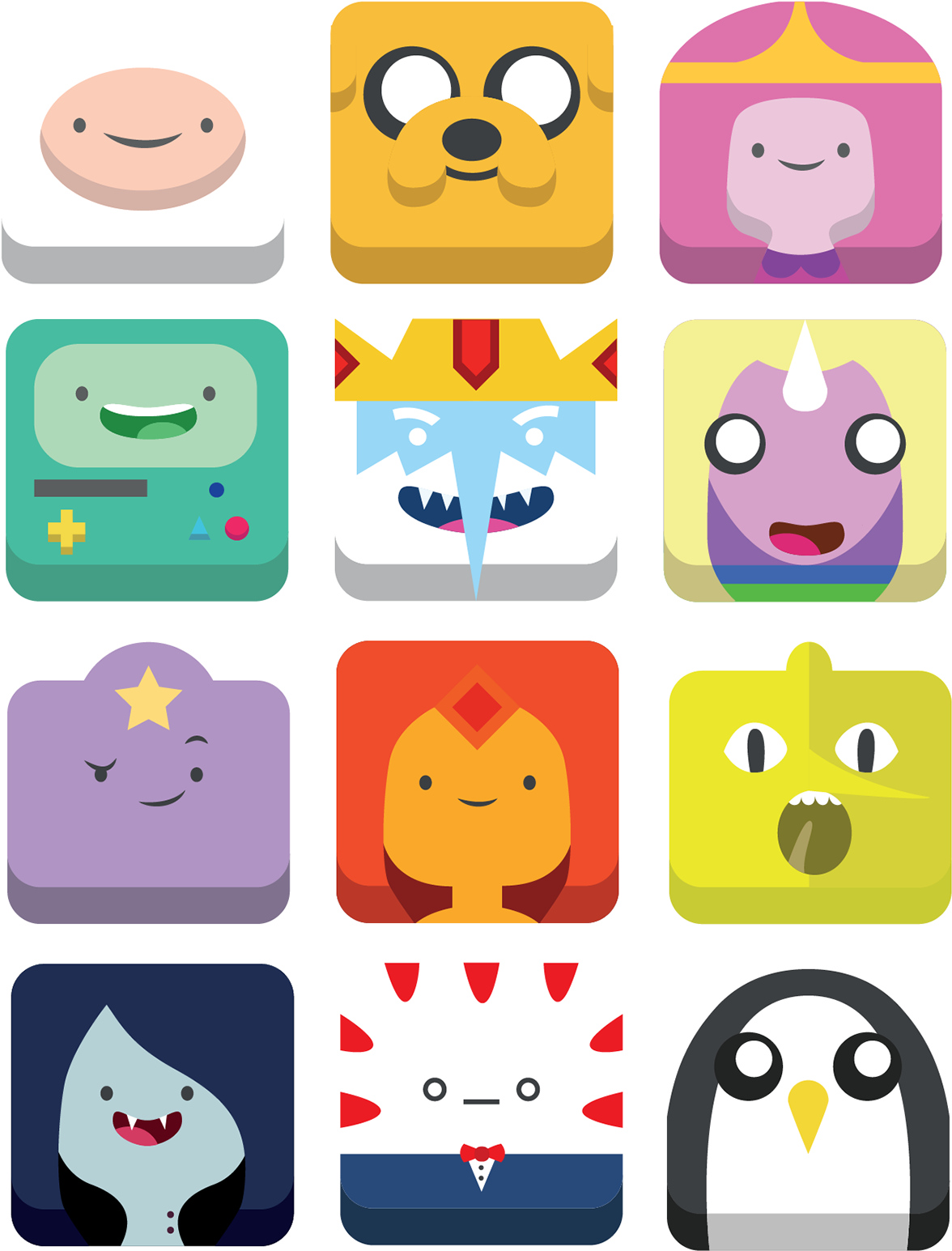 Adventure Time Characters Icons PNG image
