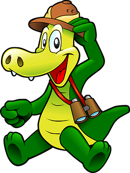 Adventurous Alligator Cartoon Character PNG image