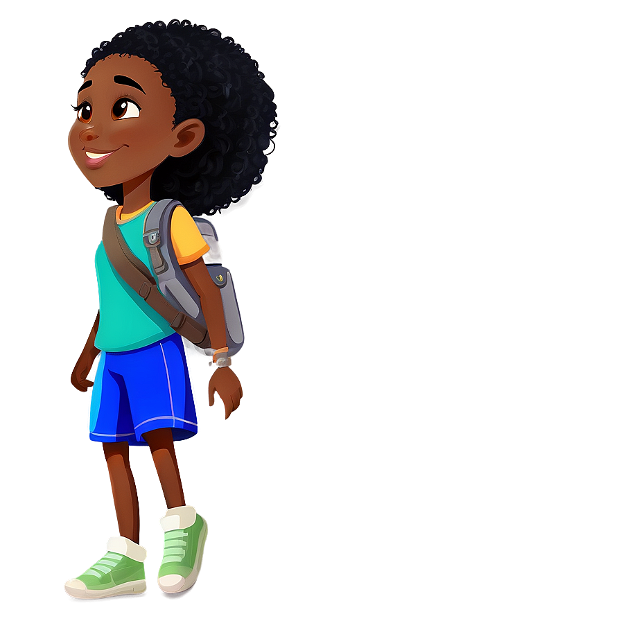 Adventurous Black Girl Cartoon Png 95 PNG image