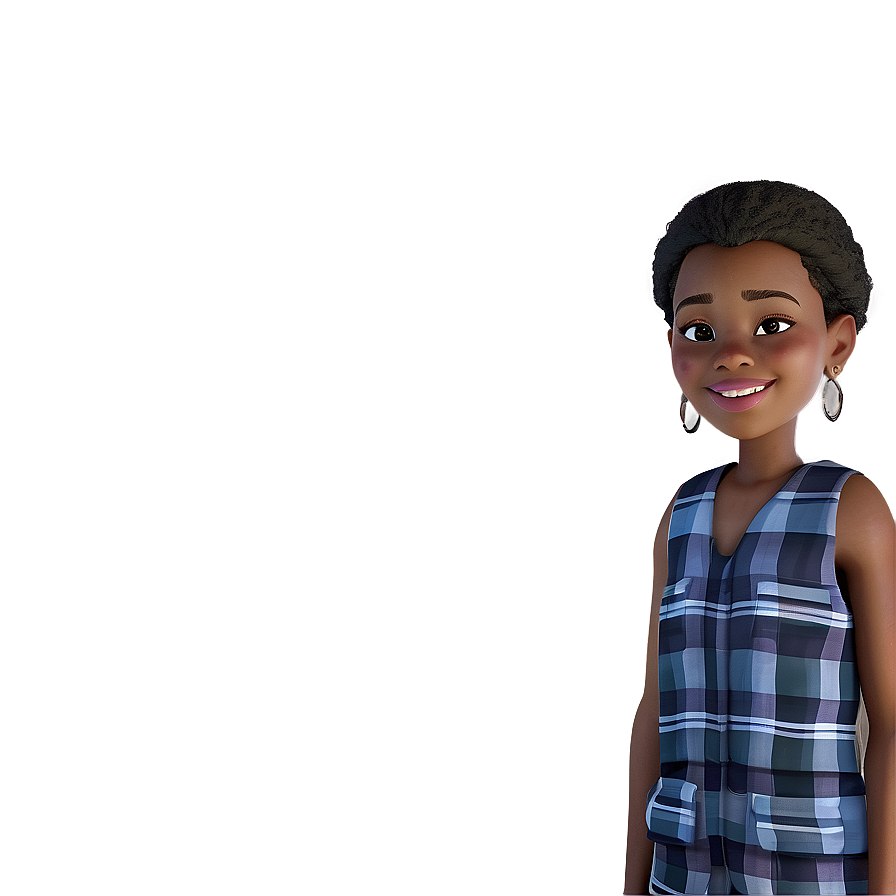 Adventurous Black Girl Cartoon Png Qyj PNG image