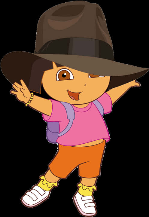 Adventurous Cartoon Girl Explorer PNG image