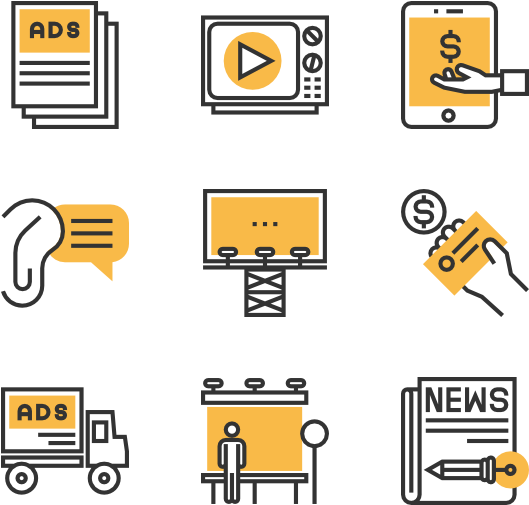 Advertising Platforms Icons Set PNG image