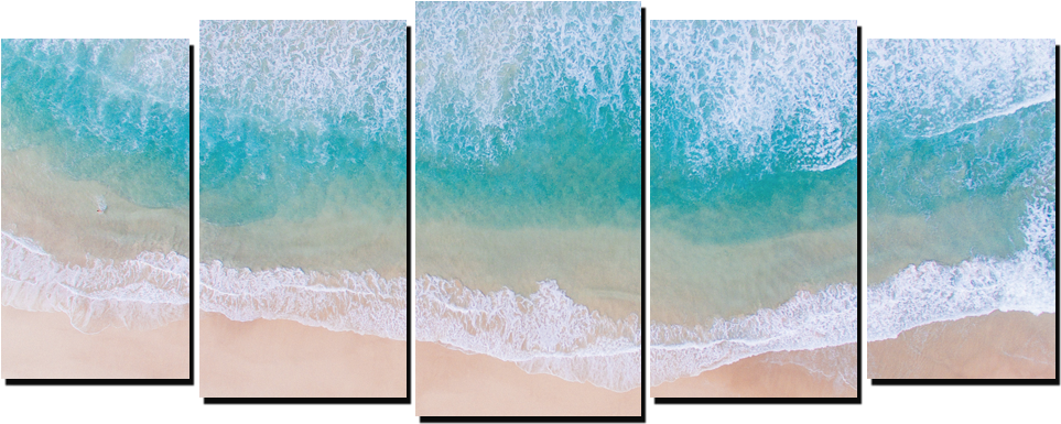 Aerial Beach Waves5 Panel Wall Art PNG image