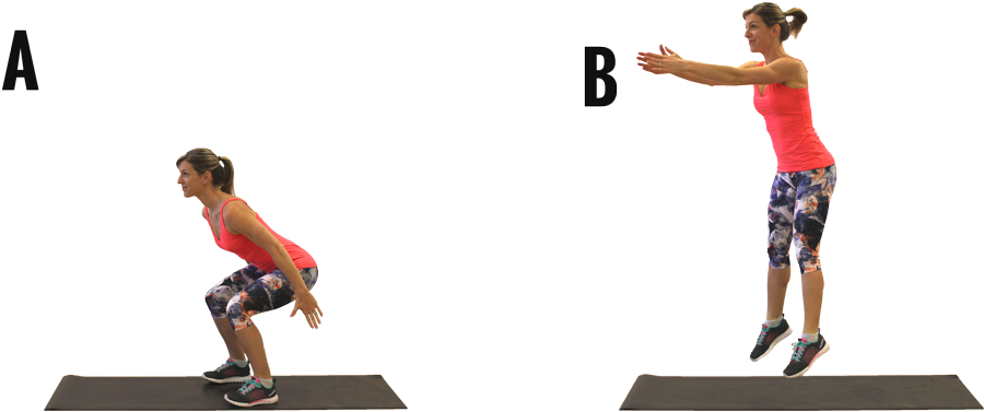 Aerobic Exercise Jump Squat Sequence PNG image