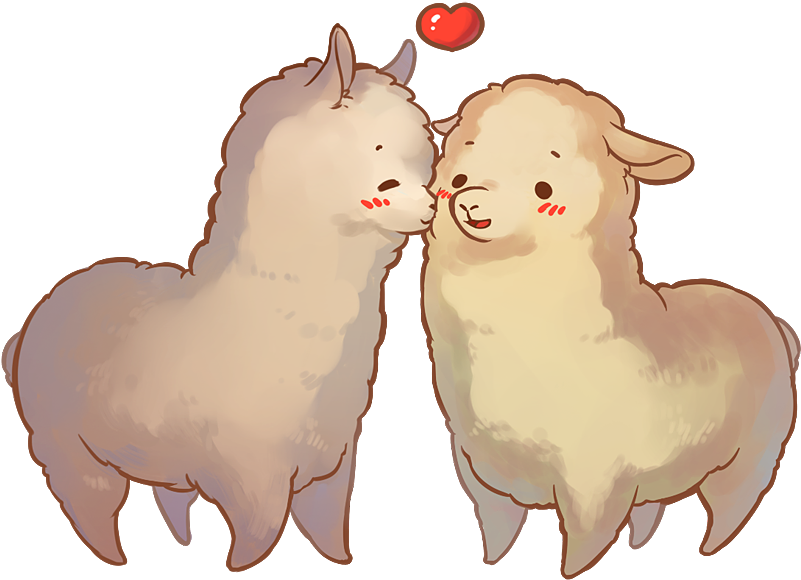 Affectionate Alpacas Love Illustration PNG image