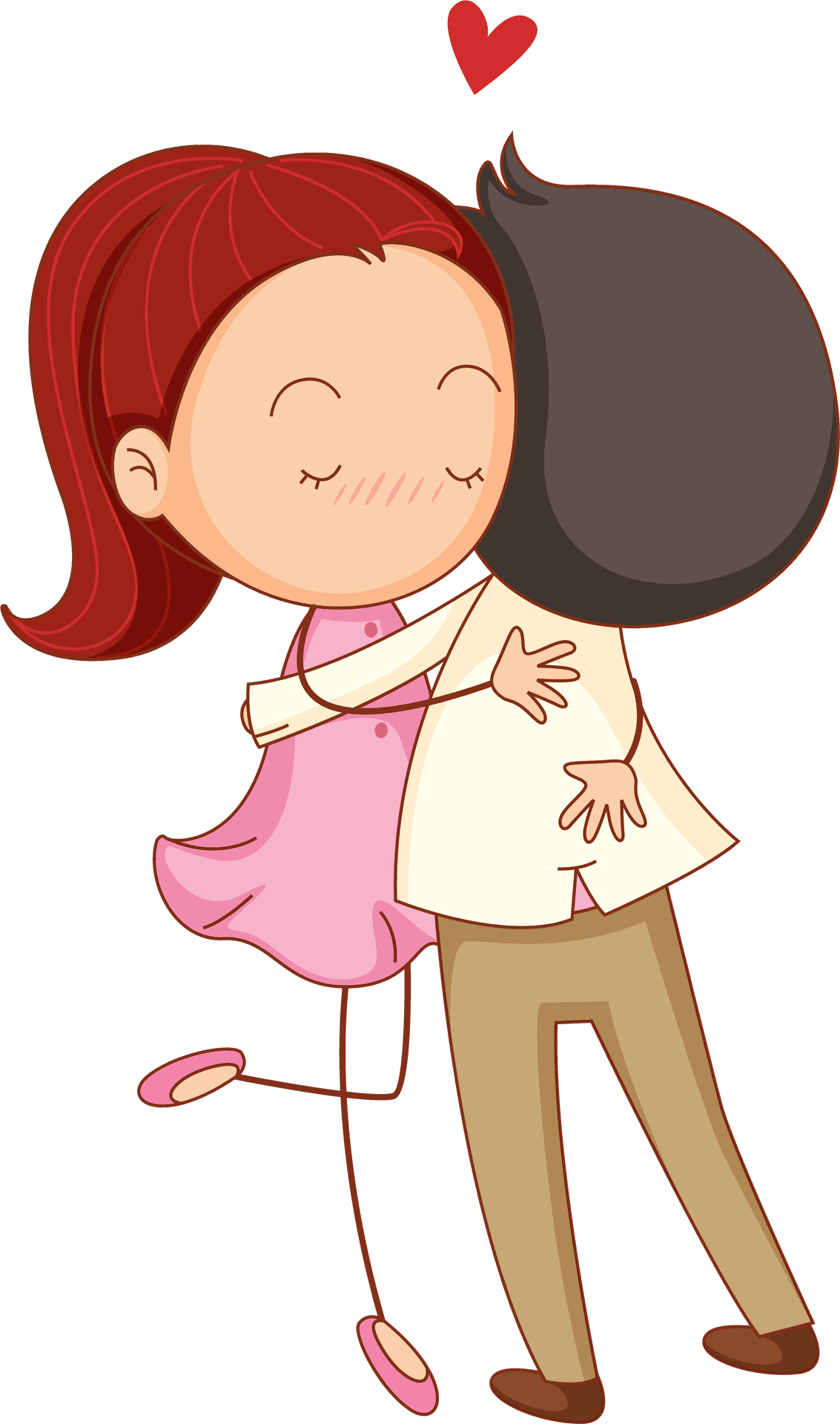 Affectionate Cartoon Hug PNG image
