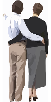 Affectionate Couple Walking Away PNG image