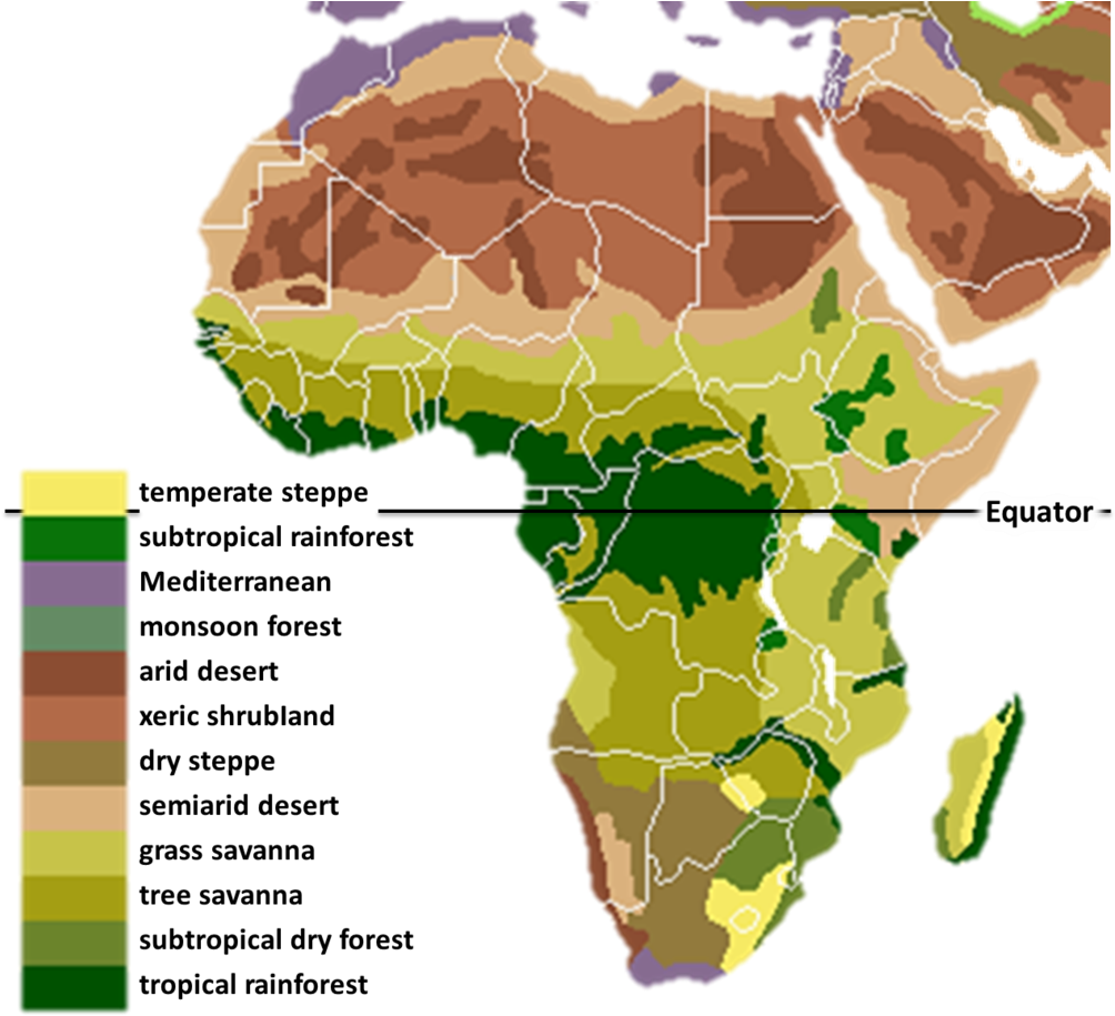 Africa Climatic Zones Map PNG image