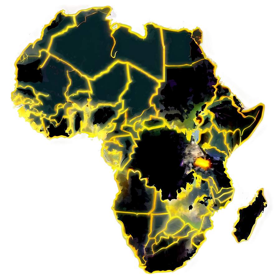 Africa Map Night Lights Png Dff28 PNG image