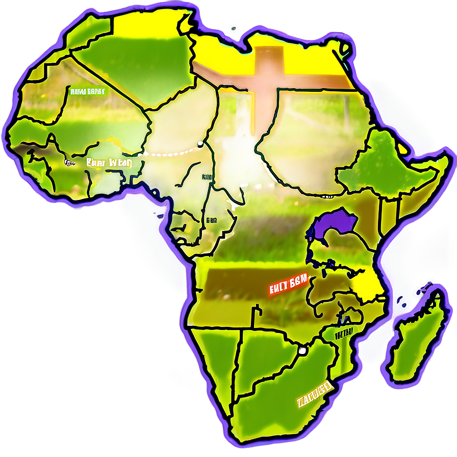 Africa Map Outline With Safari Theme Png 06262024 PNG image