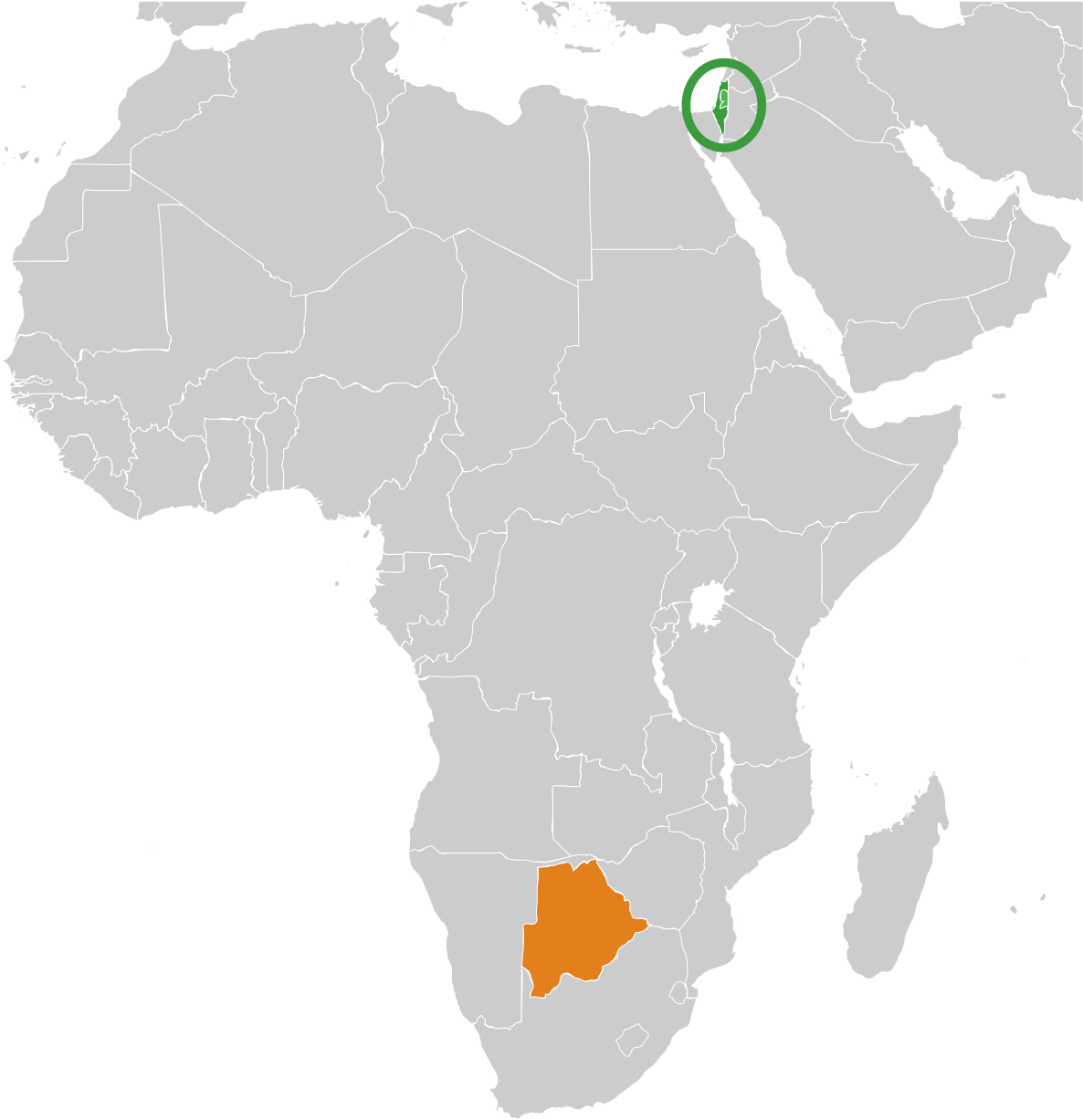 Africa_ Map_with_ Botswana_ Highlighted PNG image