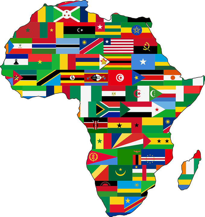 African Continent Flags Map PNG image