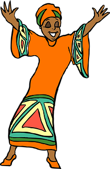 African Dance Celebration Cartoon PNG image