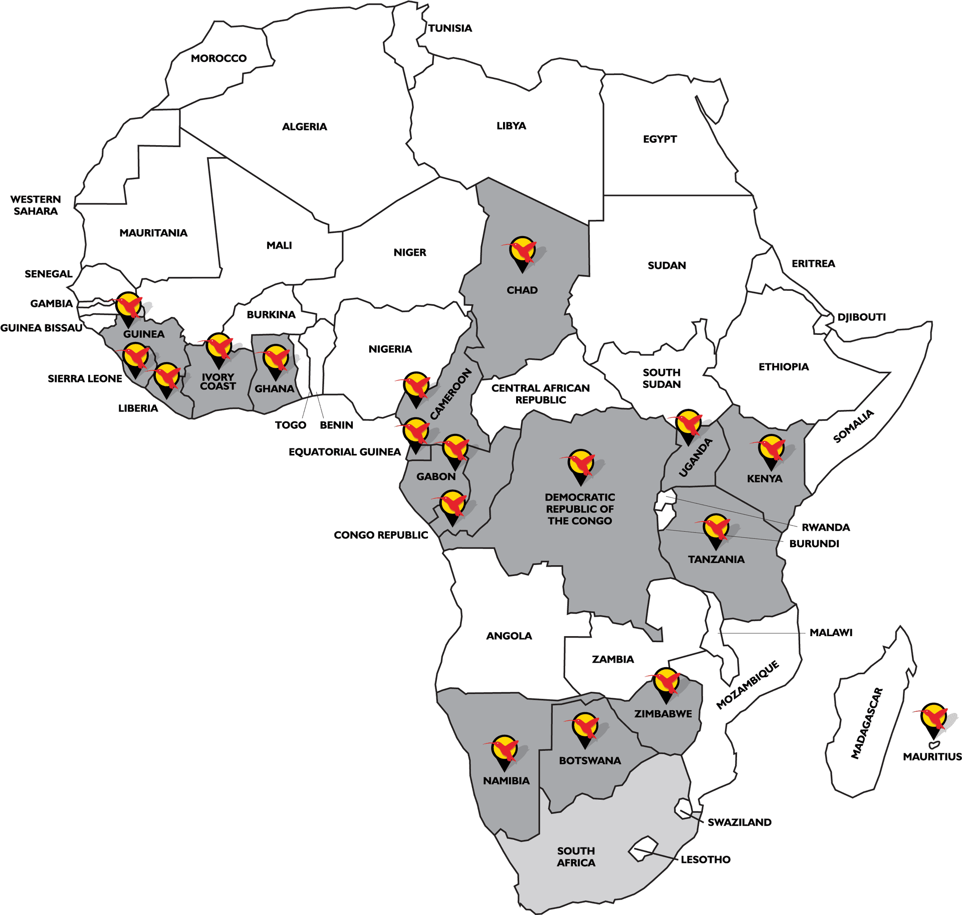 African Map Nuclear Symbols PNG image