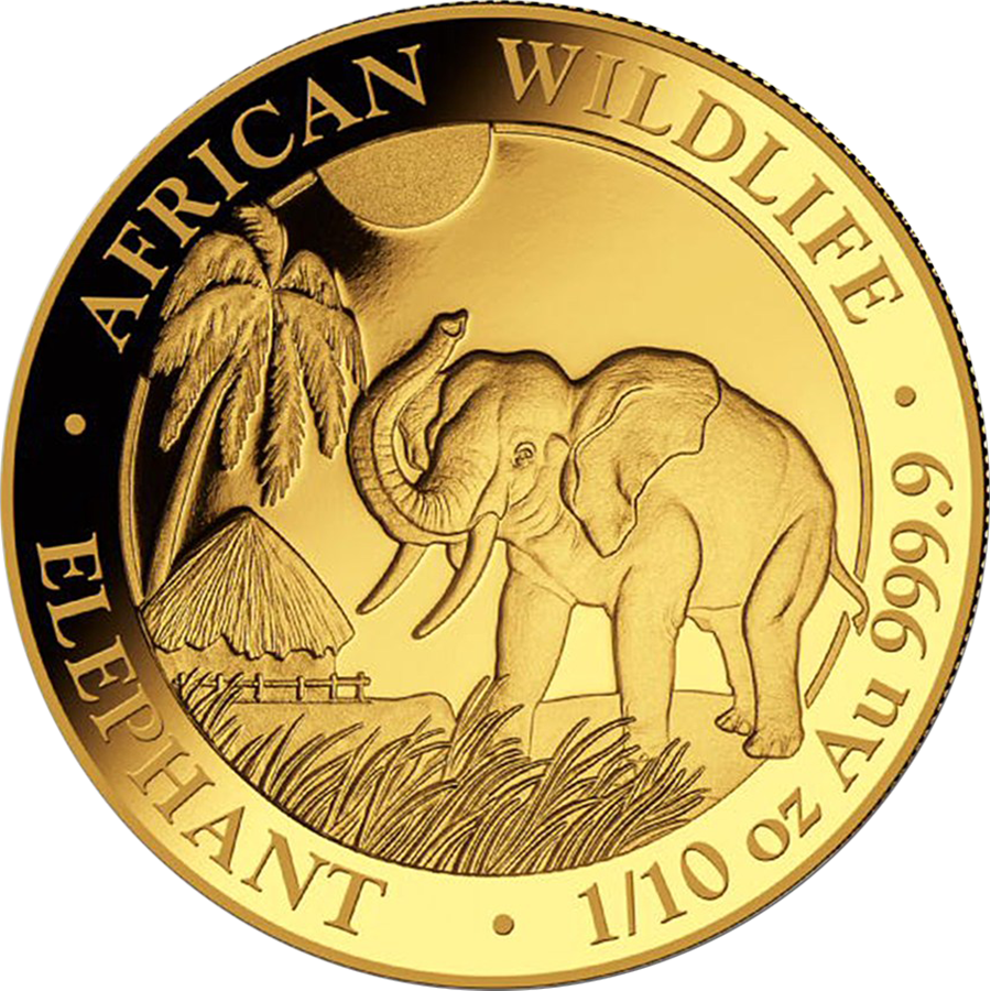 African Wildlife Elephant Gold Coin PNG image