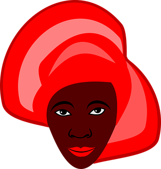 African Woman Red Headwrap Vector PNG image