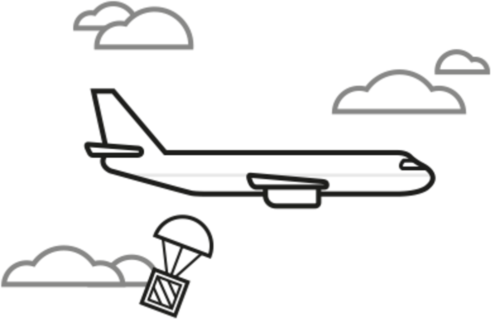 Airplane Cargo Drop Cloudy Sky PNG image