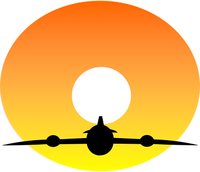 Airplane Silhouette Sunset PNG image