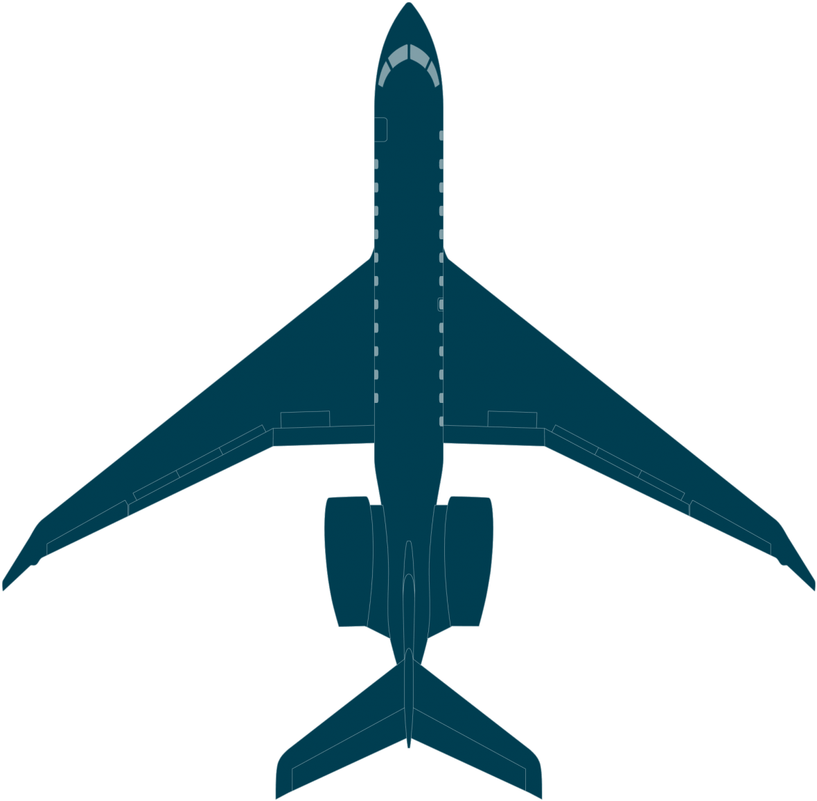 Airplane Top View Outline PNG image