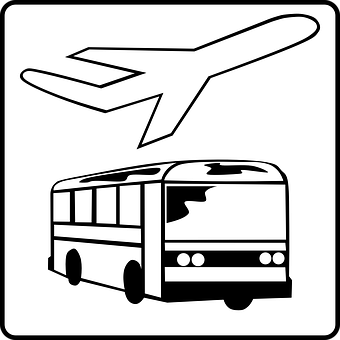 Airplaneand Bus Icon PNG image