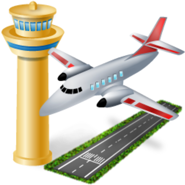 Airport Control Towerand Airplane PNG image
