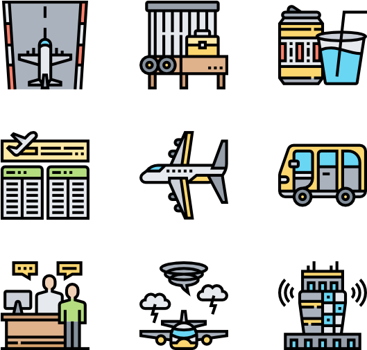 Airport Icons Set PNG image