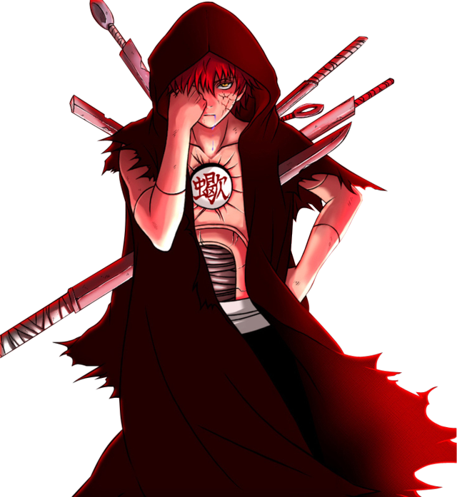 Akatsuki Member With Red Cloud Robeand Scythes PNG image