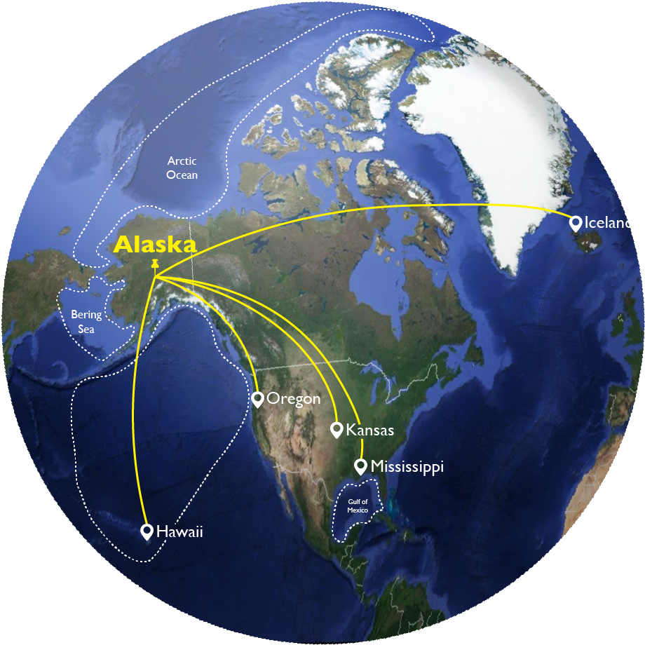 Alaska Flight Paths Map PNG image