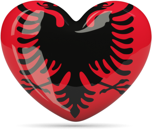 Albanian Flag Heart Shaped Graphic PNG image