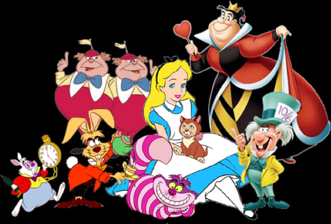 Alice In Wonderland Characters Collage PNG image