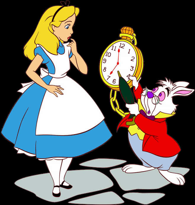 Aliceand White Rabbit Cartoon PNG image