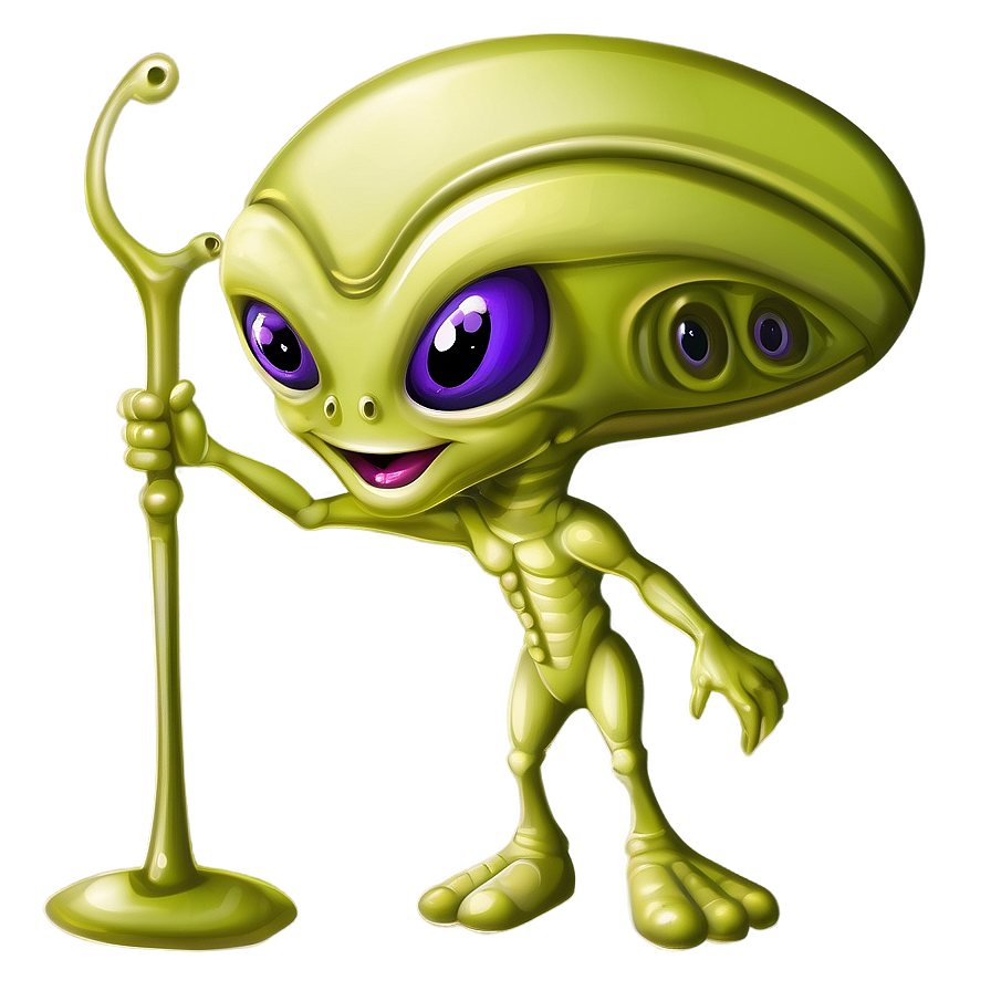 Alien Cartoon With Antenna Png Oui PNG image