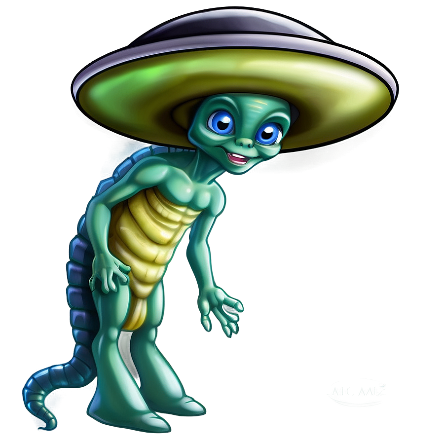 Alien Cartoon With Ufo Png 06282024 PNG image