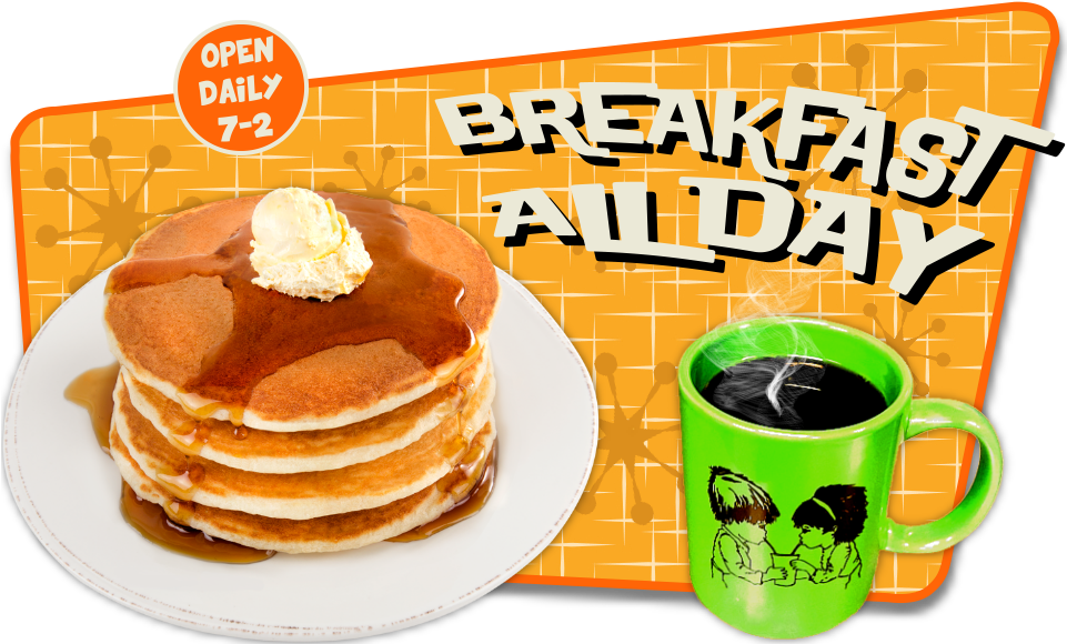 All Day Breakfast Pancakesand Coffee PNG image