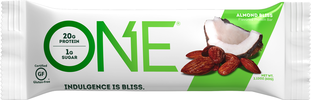 Almond Bliss Protein Bar Packaging PNG image